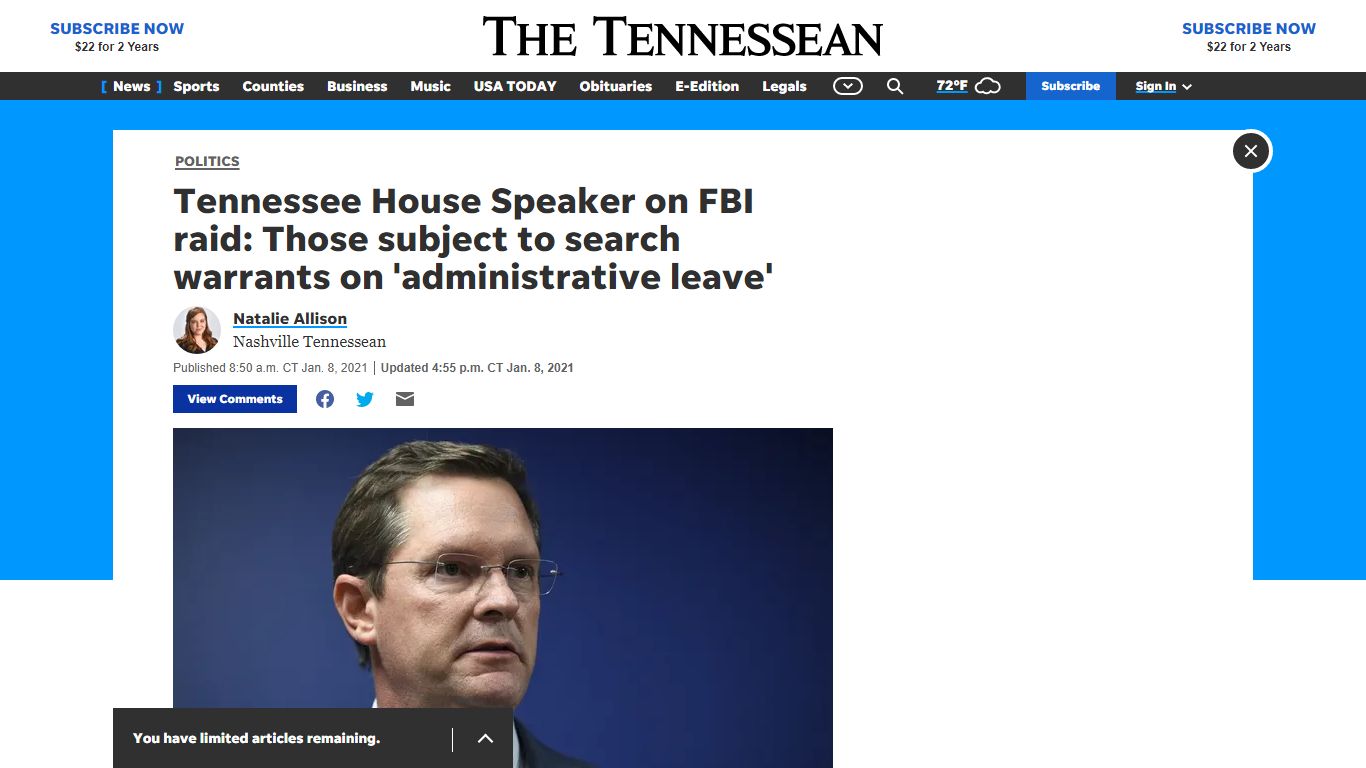 FBI agents search offices of multiple Tennessee Republicans at capitol