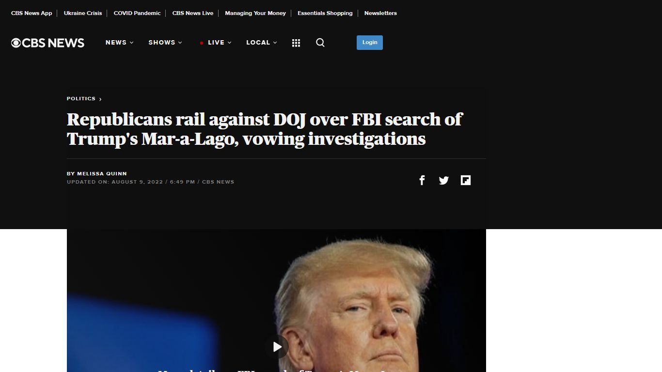 Republicans rail against DOJ over FBI search of Trump's Mar-a-Lago ...